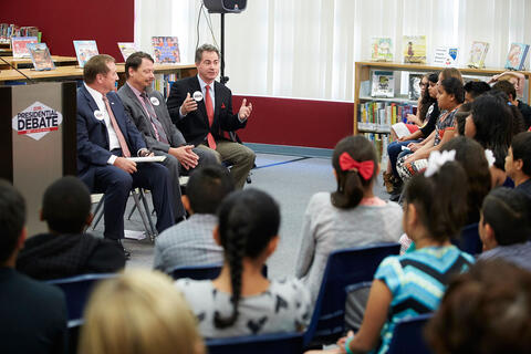 Len Jessup, Rossi Ralenkotter, and Pat Skorkowsky answer students questions