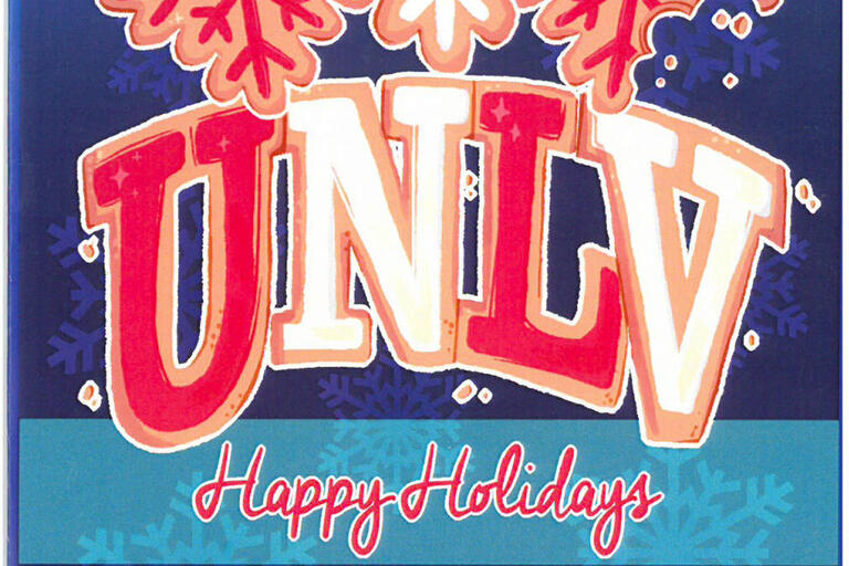 holiday illustration with UNLV letters