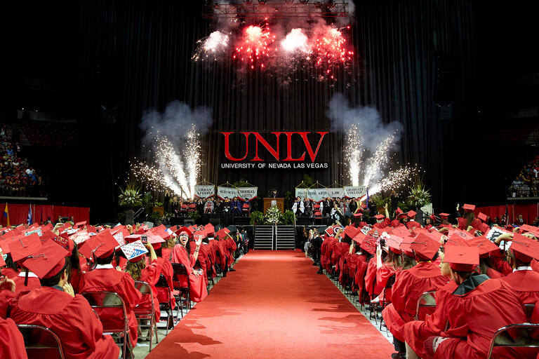 Fireworks ignite during commencement