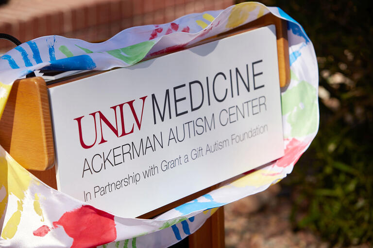 sign for "UNLV Medicine Ackerman Autism Center"