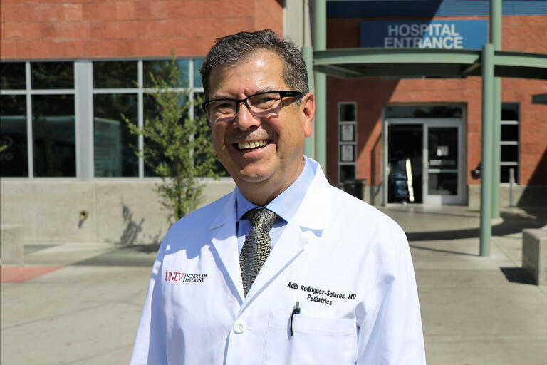 doctor at hospital entrance