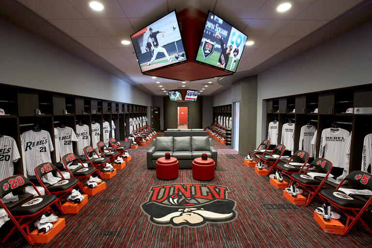 It's not overstatement to say that the Anthony and Lyndy Marnell III Baseball Clubhouse rivals that any on a college campus. The two-story complex totals 10,000 square feet and includes coaches offices, a players lounge, an academic area, a team locker room as well as training and equipment areas on the first level. 