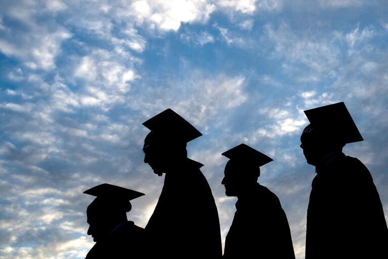 Silhouette of graduates