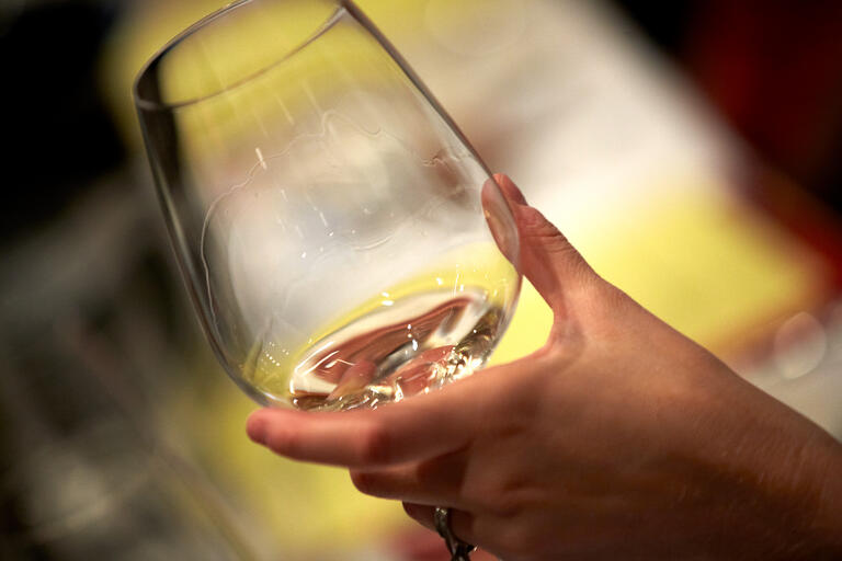 closeup of a glass of wine