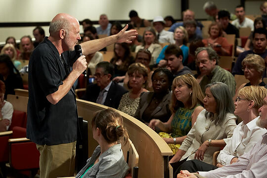 Richard Wiley speaking to an audience