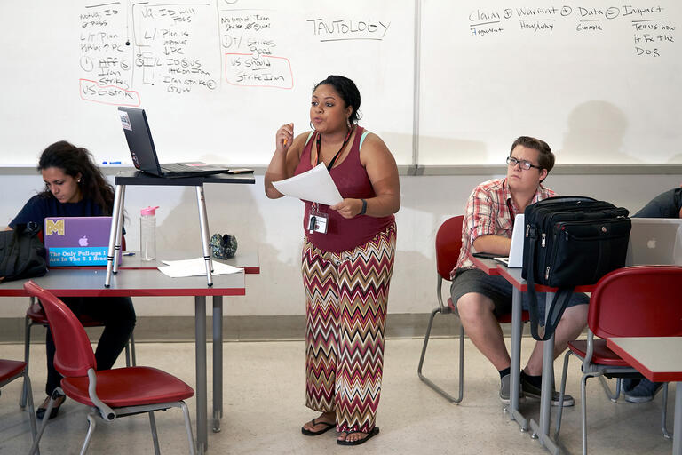 High School students practice debate skills