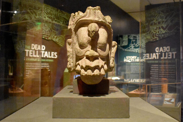 Mayan sculpture on display