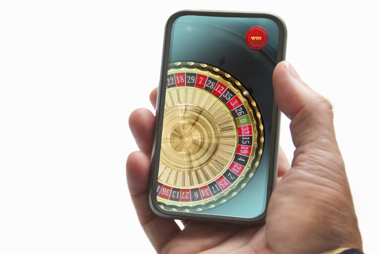 Smart phone displaying a roulette table