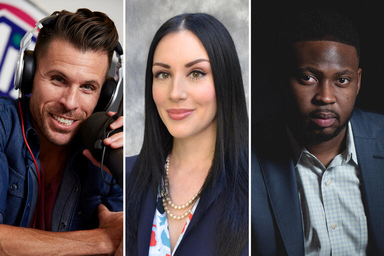 A collage of three people