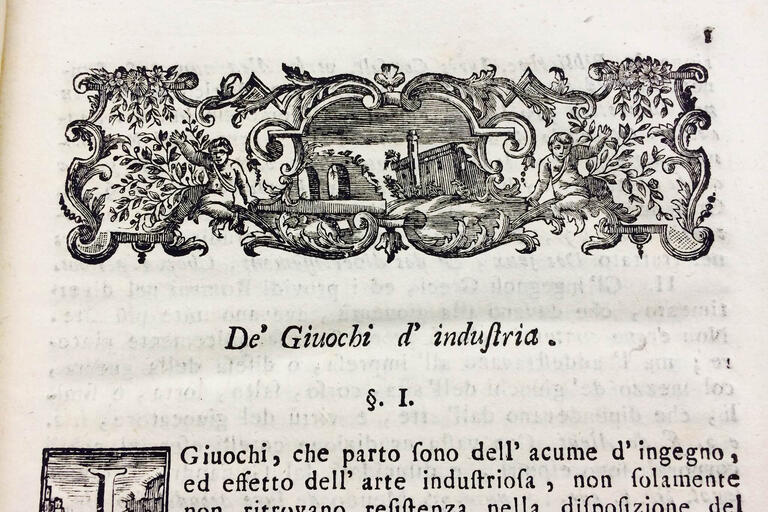 Detail of printer's ornament from Rodotà's &quot;De' giuochi d'industria