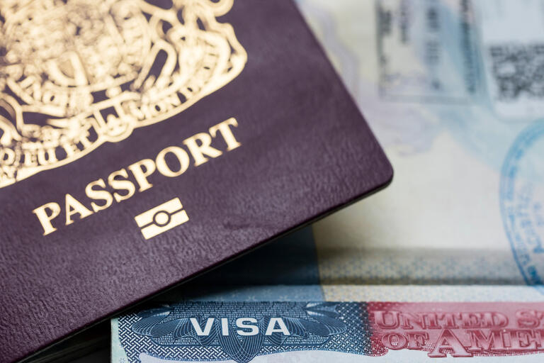 A passport and U.S. visa
