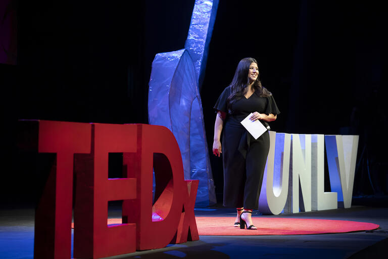 woman on Tedx stage