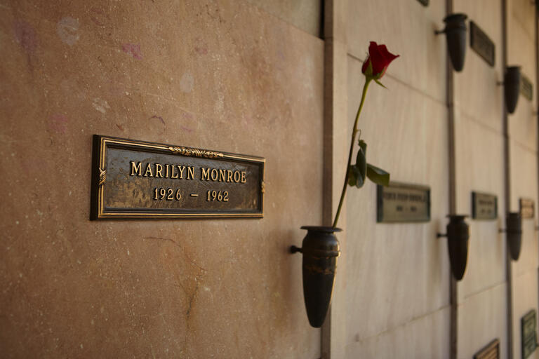 Marilyn Monroe's crypt at Westwood Memorial Park in Los Angeles
