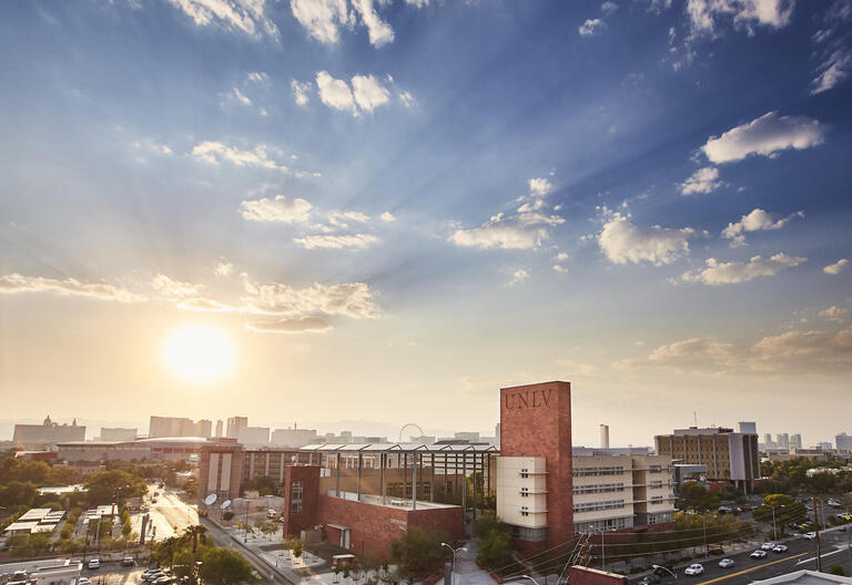 image of UNLV campus at sunset