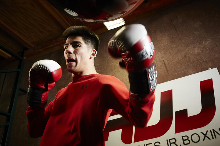 Max Ornelas throws a left uppercut