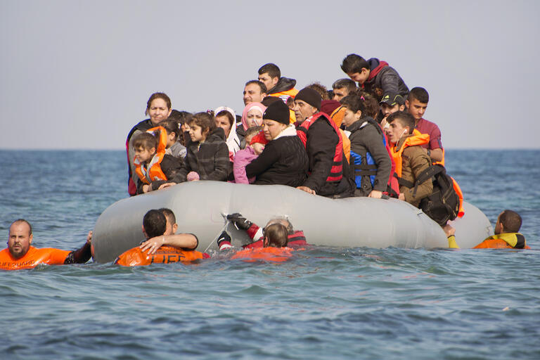 Refugees on a raft