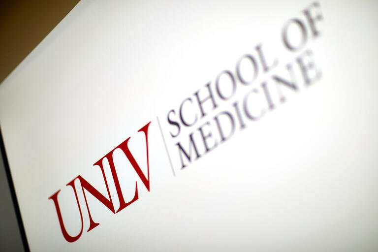 a sign reading &quot;UNLV School of Medicine&quot;