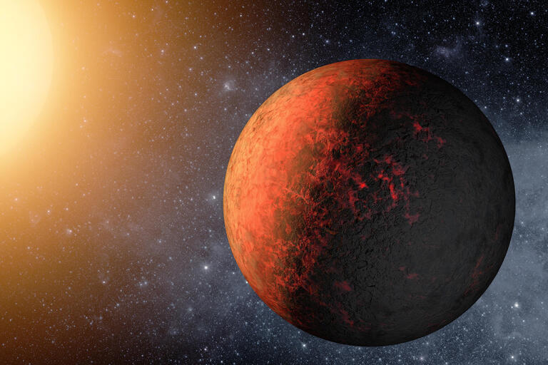 Artist's rendition of a hot Earth-sized planet