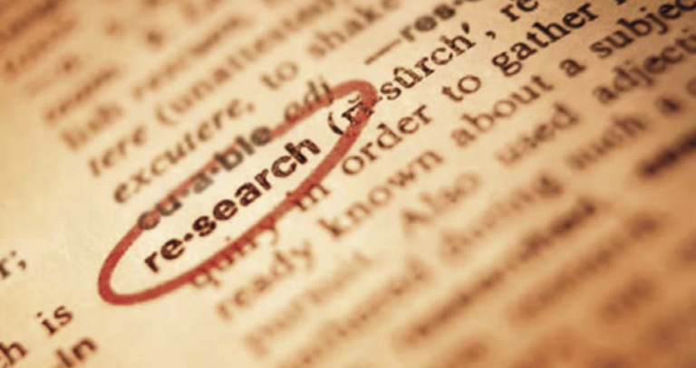 Stock image of "research" dictionary entry