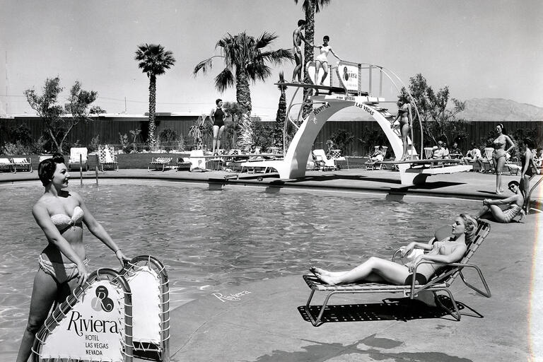 Swimming pool scene at the Riviera Hotel