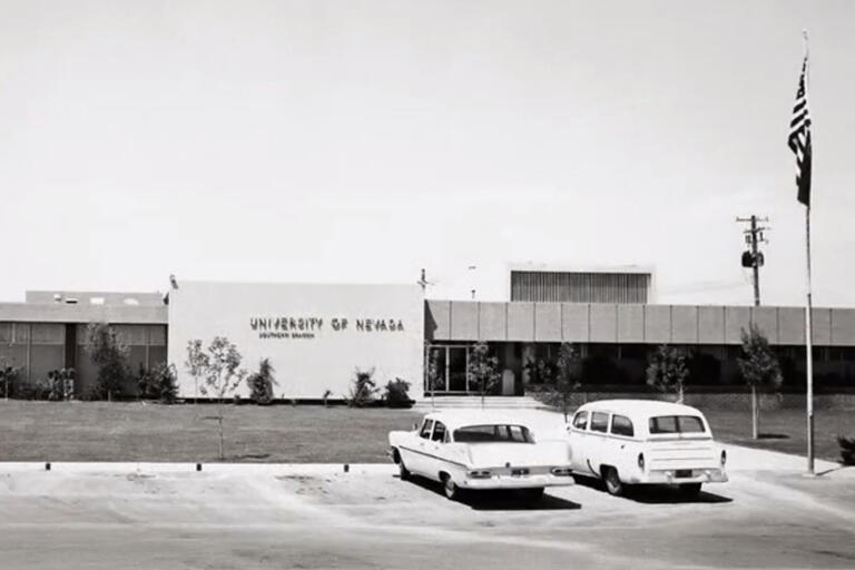 Historical photo of Frazier Hall, UNLV's first building