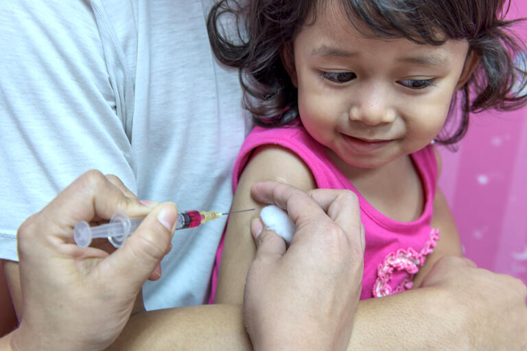 young girl getting a shot