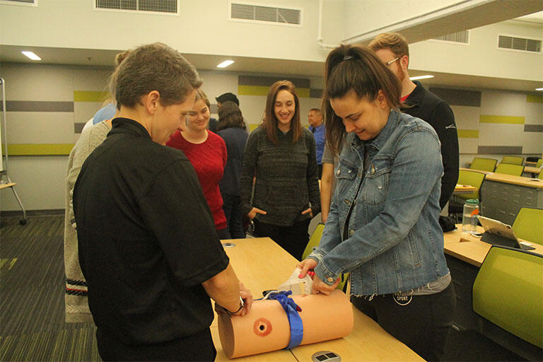 The UNLV School of Medicine Charter Class during the Stop the Bleed training