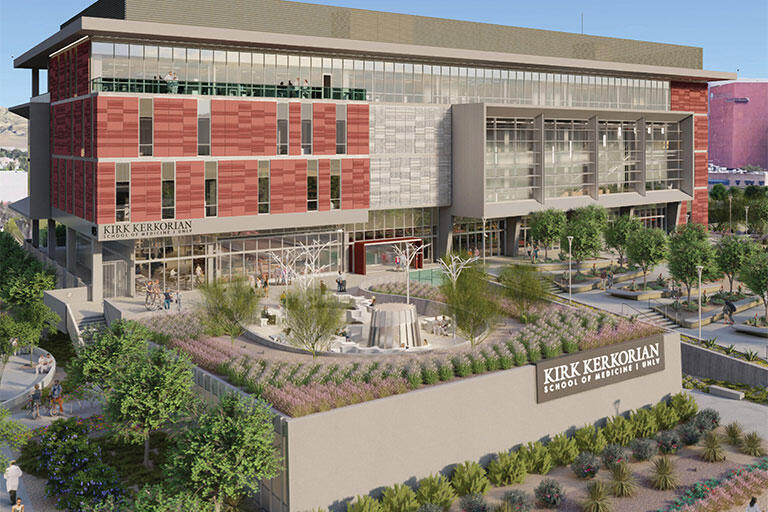 A rendering of the new Kirk Kerkorian School of Medicine at UNLV Building (Courtesy of Nevada Health and Bioscience Asset Corp.)