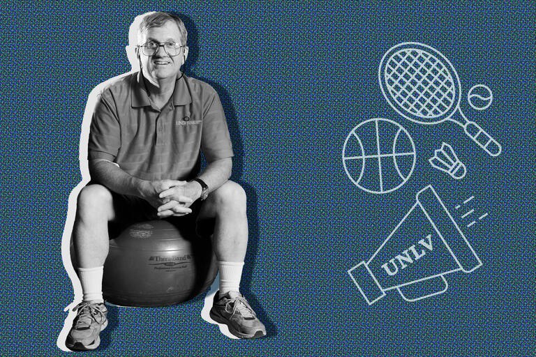 photo illustration of man with sports equipment graphics