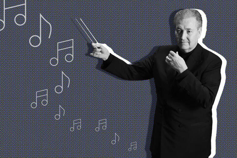 photo illustration of man conducting orchestra
