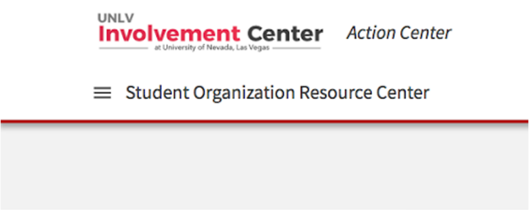 A window in the UNLV Involvement Center platform with a menu horizontal bar