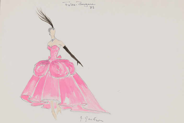 sketch of pink ballgown