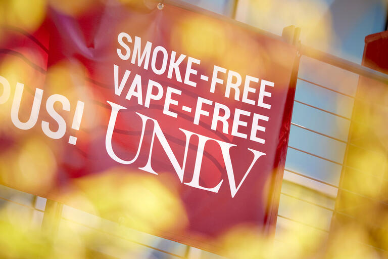 Smoke free &amp; vape free banners around campus.
