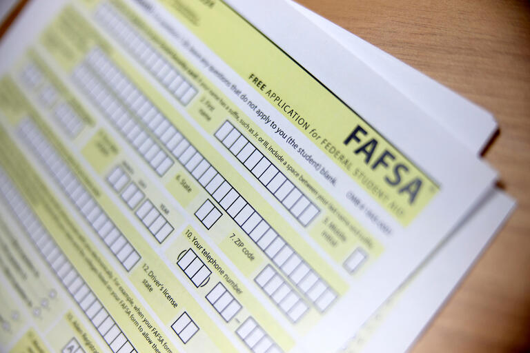 close up of blank FAFSA form