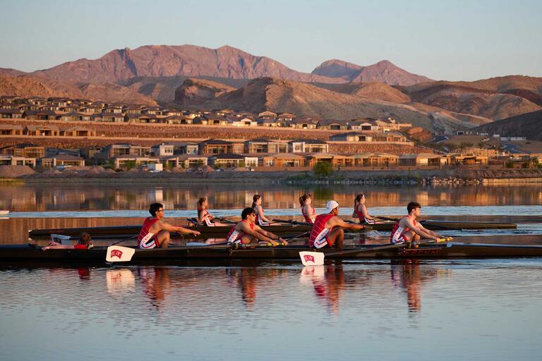 UNLV Rowing Club practices in the early morning at Lake Las Vegas.