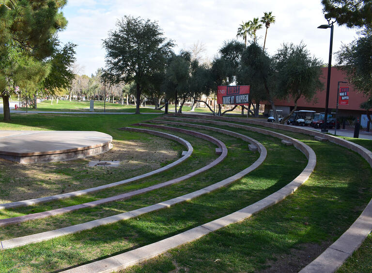 Cement stage and amphitheater seating