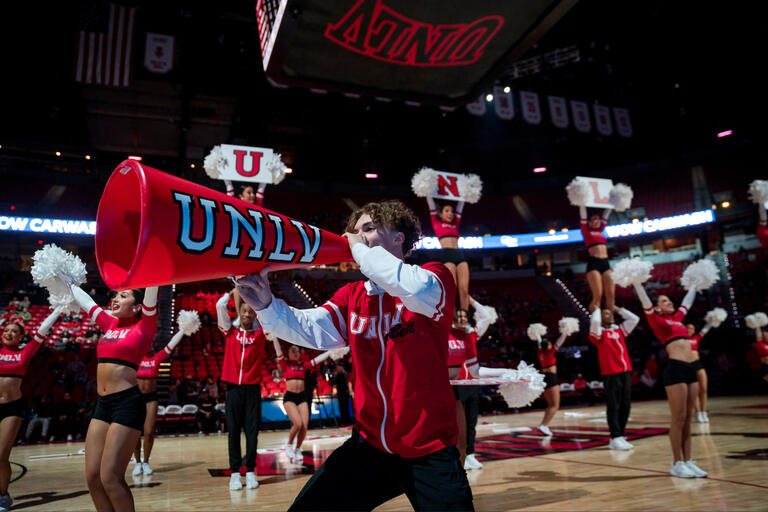 Rebel Girls and Company perform during a basketball game.