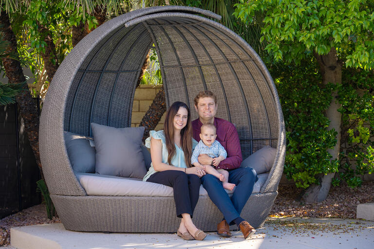 Ashley Prandecki, MD, an assistant professor in the department of internal medicine, alongside her family.