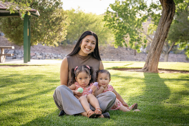 Chelsea Prollamante, DO, a graduate of the Kirk Kerkorian School of Medicine at UNLV Pediatrics Residency Program, with her nieces.