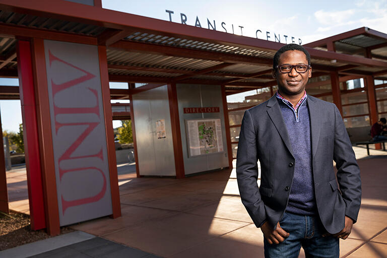 Man standing in front of UNLV Transit Center