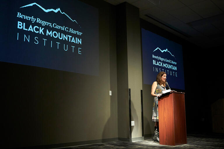 Poet Heather Winterer reads selections from her book &quot;The Two Standards&quot; during the Black Mountain Institute Alumni Reading Series