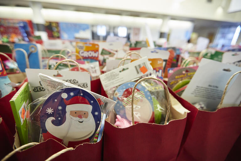 Bags of holiday toys