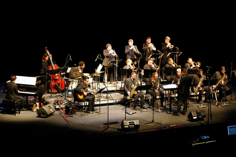 The UNLV Jazz Ensemble I performs on stage