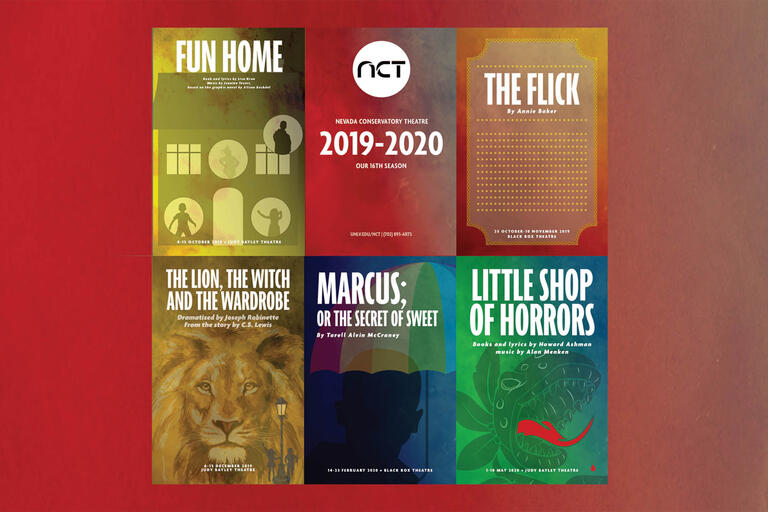 collage of 6 posters for theater performances