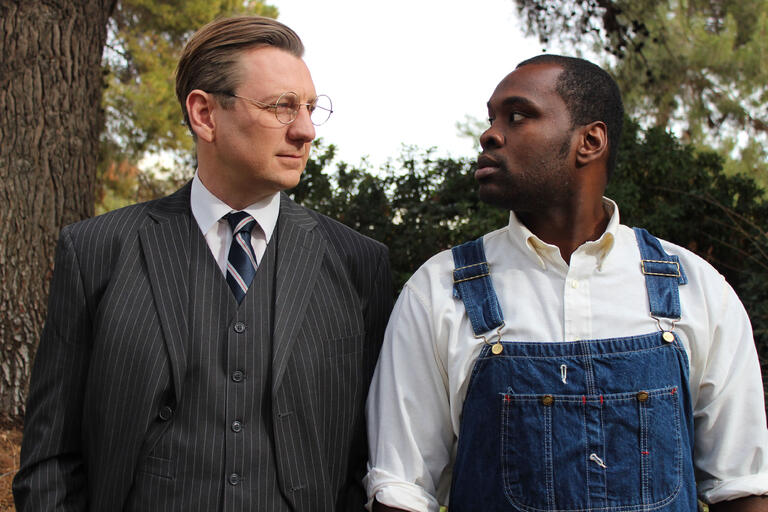 Darren Weller as Atticus Finch and Stephon Petteway as Tom Robinson.