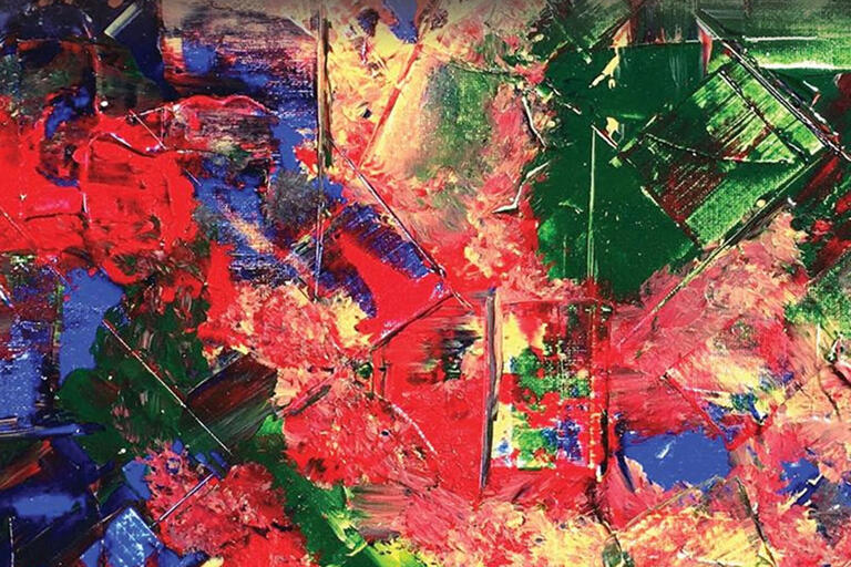 art piece of abstract brush lines and colors