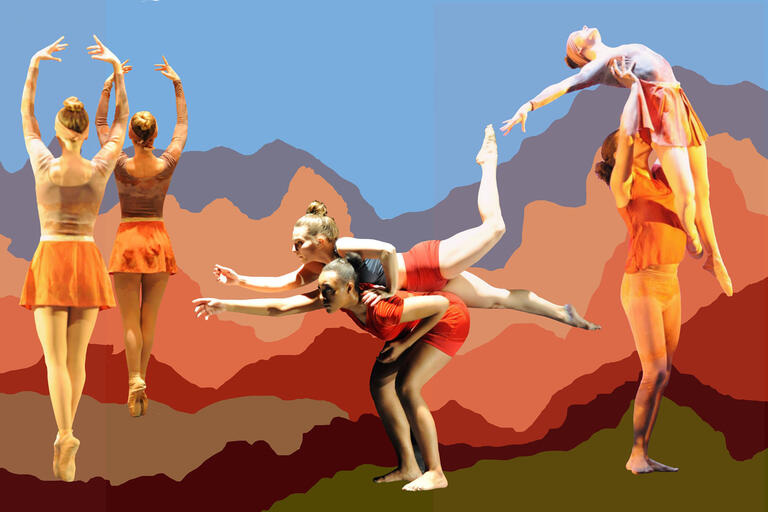three pairs of dancers in various poses