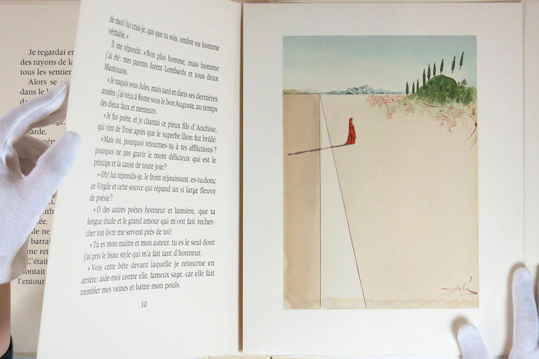 Detail of Salvador Dali's &quot;Dante’s Inferno Plate 1&quot; 1970, Woodcut print