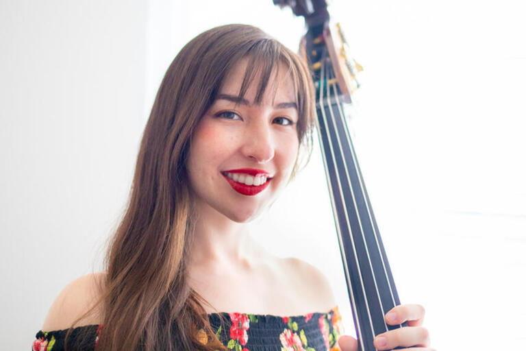 Alyssa D'Anduono with her bass