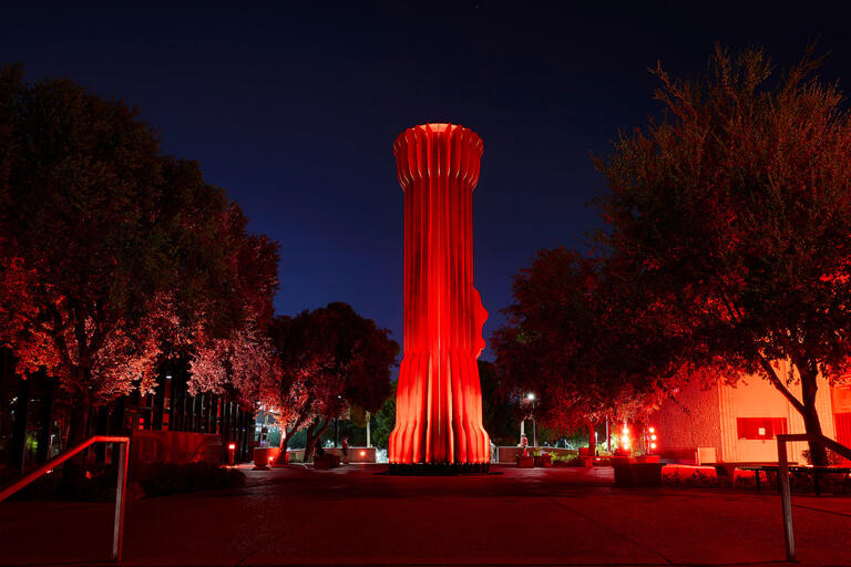 UNLV's Flashlight is bathed in red light